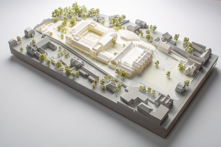 An architect’s model of ‘New College’ from above: WilkinsonEyre